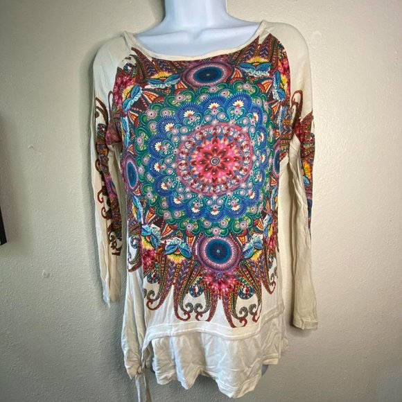 Desigual Women's multicolor Long Sleeve Shirt Blouse Size Medium - Picture 3 of 6